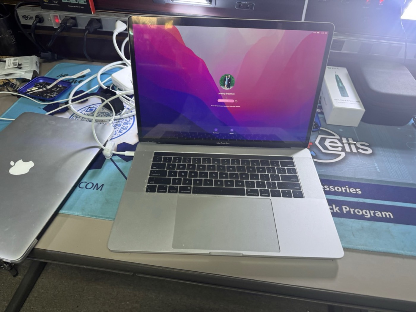 MacBook on repair bench during recovery and troubleshooting work